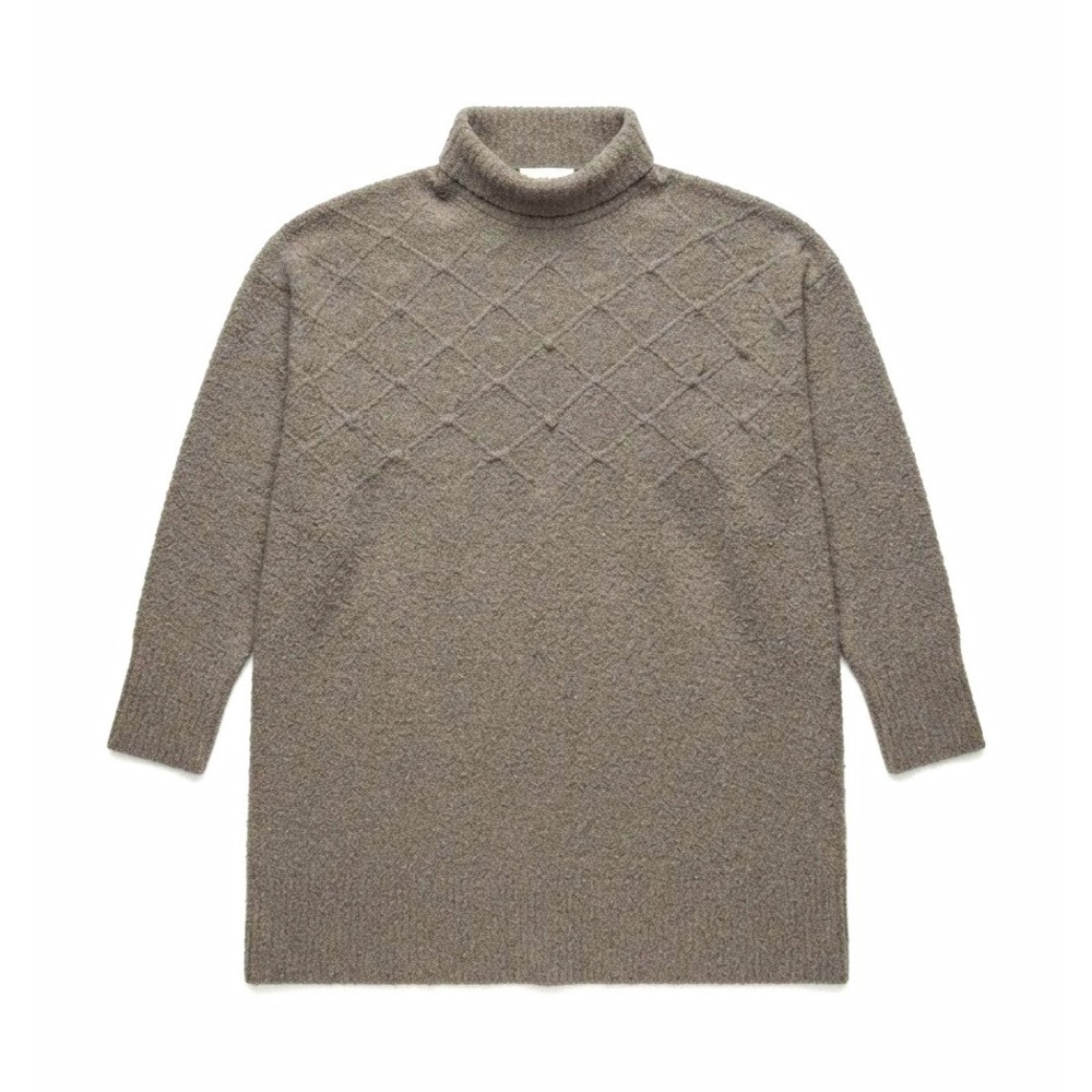 Free People Gray Cable-Knit Turtleneck Pullover Sweater XS Relaxed Raglan